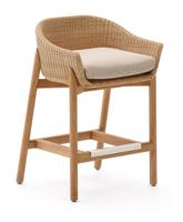 Kave Home Outdoor Barkruk 'Galea' Teakhout en rattan (zithoogte 65cm)