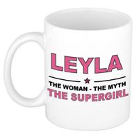 Leyla cadeau mok - Woman Myth Supergirl - naam koffiemok - 300 ml - collega - moederdag