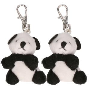 Nature Planet Sleutelhanger panda - 2x - pluche panda knuffel dier - 5 cm - tas clips