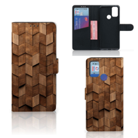 Book Style Case voor Alcatel 1S (2021) Wooden Cubes