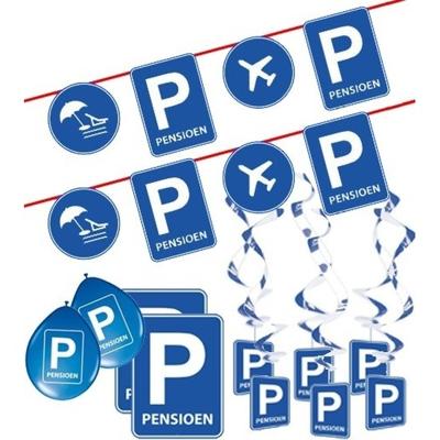 Pensioen / met de VUT themafeest pakket - blauw - verkeersbord - Feestartikelen versieringen