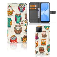 OPPO A73 5G | Telefoonhoesje | Met pasjeshouder | Vrolijke Uilen
