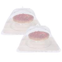 Lunace Vliegenkap/voedselkap tegen insecten - 2x - wit - D50 x H30 cm - opvouwbaar - paraplu