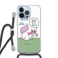 Unicorn: iPhone 13 Pro Transparant Hoesje met koord