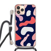Memphis Shapes Pink: iPhone 11 Pro Max Transparant Hoesje met koord