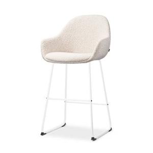 Nolon Nino-Mae Barkruk Bouclé Beige - met Armleuning - Wit - 65 cm