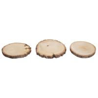 Rayher Decoratie boomschijf met schors - hout - D11 cm - 3x stuks - Knutselen/hobby   -
