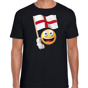 Engeland supporter / fan emoticon t-shirt zwart voor heren