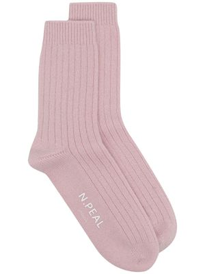 N.Peal chaussettes nervurée en cachemire - Rose