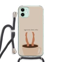 Aggressively drinks coffee: iPhone 11 Transparant Hoesje met koord