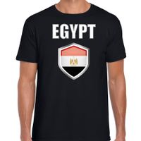 Egypte landen supporter t-shirt met Egyptische vlag schild zwart heren - thumbnail