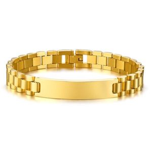 Heren armband Tom Jaxon Edelstaal Graveerplaat Goudkleurig - 21cm