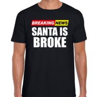 Foute humor Kerst t-shirt breaking news broke zwart voor heren - thumbnail