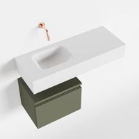 Toiletmeubel Mondiaz Andor | 80 cm | Meubelkleur Army | Lex vrijhangend wastafel Talc Links | Zonder kraangat