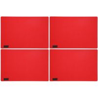 6x stuks rechthoekige placemats met ronde hoeken polyester rood 30 x 45 cm - Placemats