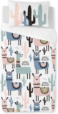 Retourdeal - Zavelo Dekbedovertrek Lama Cactus-Ledikant (100 x 135 cm)