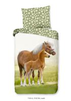 Good Morning Kinderdekbedovertrek "paarden" - Groen - (140x200 cm) - Katoen