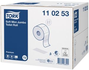 Tork Premium Mini jumborol toiletpapier zacht, 2-laags, systeem T2, wit