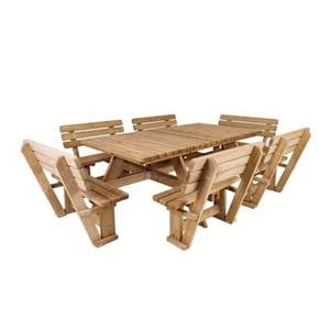 Tallinn 300 cm picknicktafel met 6 rugleuningen