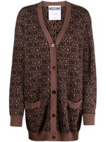 Moschino cardigan long en maille à logo intarsia - Marron - thumbnail