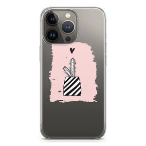 Zwart-wit cactus: iPhone 13 Pro Transparant Hoesje