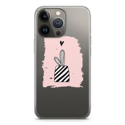 Zwart-wit cactus: iPhone 13 Pro Transparant Hoesje