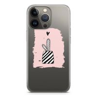 Zwart-wit cactus: iPhone 13 Pro Transparant Hoesje