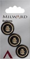 Milward Knoop Metaal Zwart/Messing Met Figuur 20mm (3 stuks)