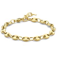 Armband Koffieboonschakel staal goudkleurig 5,8 mm 16-19 cm