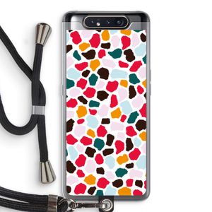 Colored Giraffe: Samsung Galaxy A80 Transparant Hoesje met koord