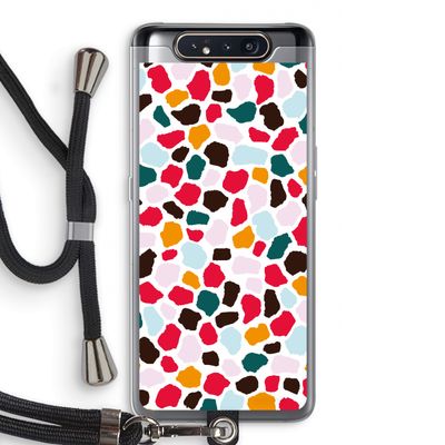 Colored Giraffe: Samsung Galaxy A80 Transparant Hoesje met koord