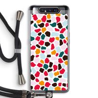 Colored Giraffe: Samsung Galaxy A80 Transparant Hoesje met koord