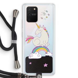 Regenboog eenhoorn: Samsung Galaxy S10 Lite Transparant Hoesje met koord