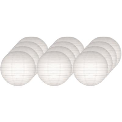 Luxe witte bol lampionnen - 12x - dia 25 cm - Bruiloft, verjaardag, party feestartikelen