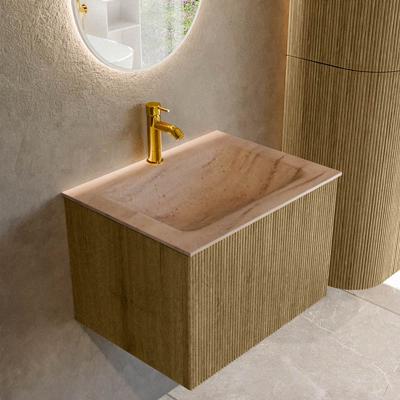 Badmeubel Mondiaz Kurve-Dlux | 60 cm | Meubelkleur Dusk | Wastafelkleur Saba | Solid surface | Wasbak midden spoelbak | 1 kraangat