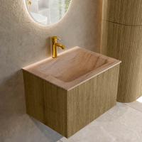 Badmeubel Mondiaz Kurve-Dlux | 60 cm | Meubelkleur Dusk | Wastafelkleur Saba | Solid surface | Wasbak midden spoelbak | 1 kraangat