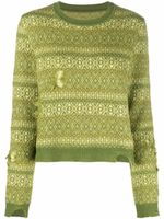 Maison Margiela pull en maille Fair Isle à effet usé - Vert - thumbnail