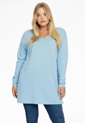 Yoek Trui met V-hals cashmere | Licht Blauw | Maat 50/52