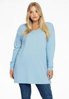 Yoek Trui met V-hals cashmere | Licht Blauw | Maat 54/56