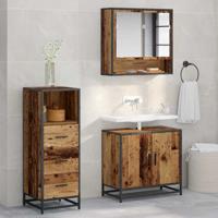 Badkamermeubelset 3 pcs Oud hout 65 x 33 x 60 cm Bewerkt hout