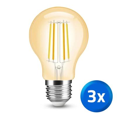 Slimme filament lamp - dual white 7w e27 fitting - a60 model colored - voordeelset van 3