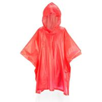 Kinder regen poncho - pvc - rood - in zakje - vanaf 4 jaar - noodponcho met capuchon - thumbnail