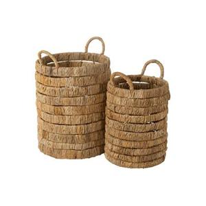 J-Line mand Cilinders - waterhyacint - naturel - 2 stuks