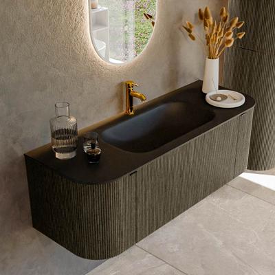 Badmeubel Mondiaz Kurve | 130 cm cm | Meubelkleur Shadow | Wastafelkleur Urban | Solid surface | Wasbak midden spoelbak | 1 kraangat