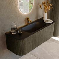 Badmeubel Mondiaz Kurve | 130 cm cm | Meubelkleur Shadow | Wastafelkleur Urban | Solid surface | Wasbak midden spoelbak | 1 kraangat