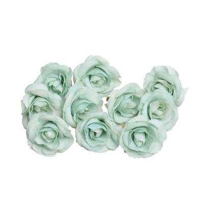 10 sets 4cm kunstmatige bloem Silk Rose Flower hoofd voor bruiloft partij Home Decoratie (licht groen)