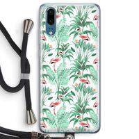 Flamingo bladeren: Huawei P20 Transparant Hoesje met koord
