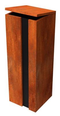 Collu Combo RAL 9005/Cortenstaal Brievenbus Lengte: 350 Breedte: 350 Hoogte: 1000 - Geroba