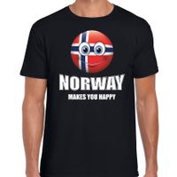 Norway makes you happy landen t-shirt Noorwegen zwart voor heren met emoticon