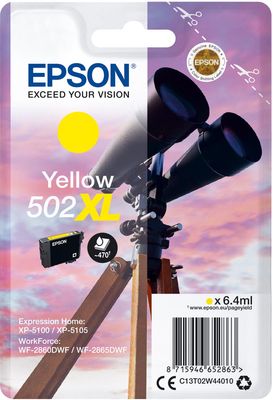 Epson inktcartridge 502XL, 470 pagina&apos;s, OEM C13T02W44010, geel
